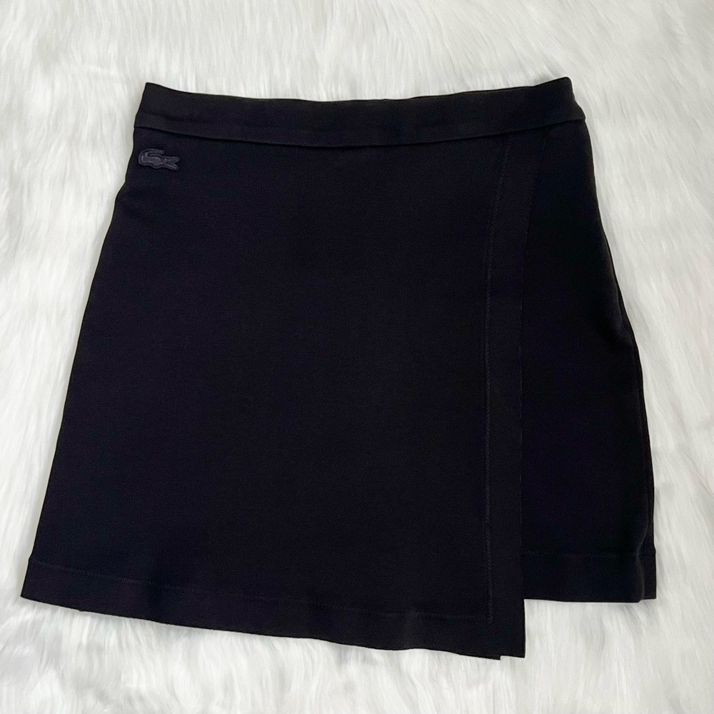 NWOT Lacoste Black Faux Wrap Mini Skirt